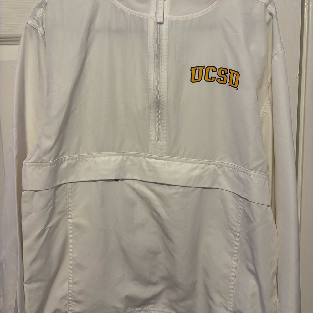 White UCSD Champion quarter zip windbreaker #UCSD #quarterzip